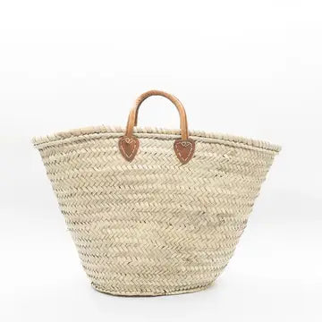 French Shopping Basket ~ Tan Handle