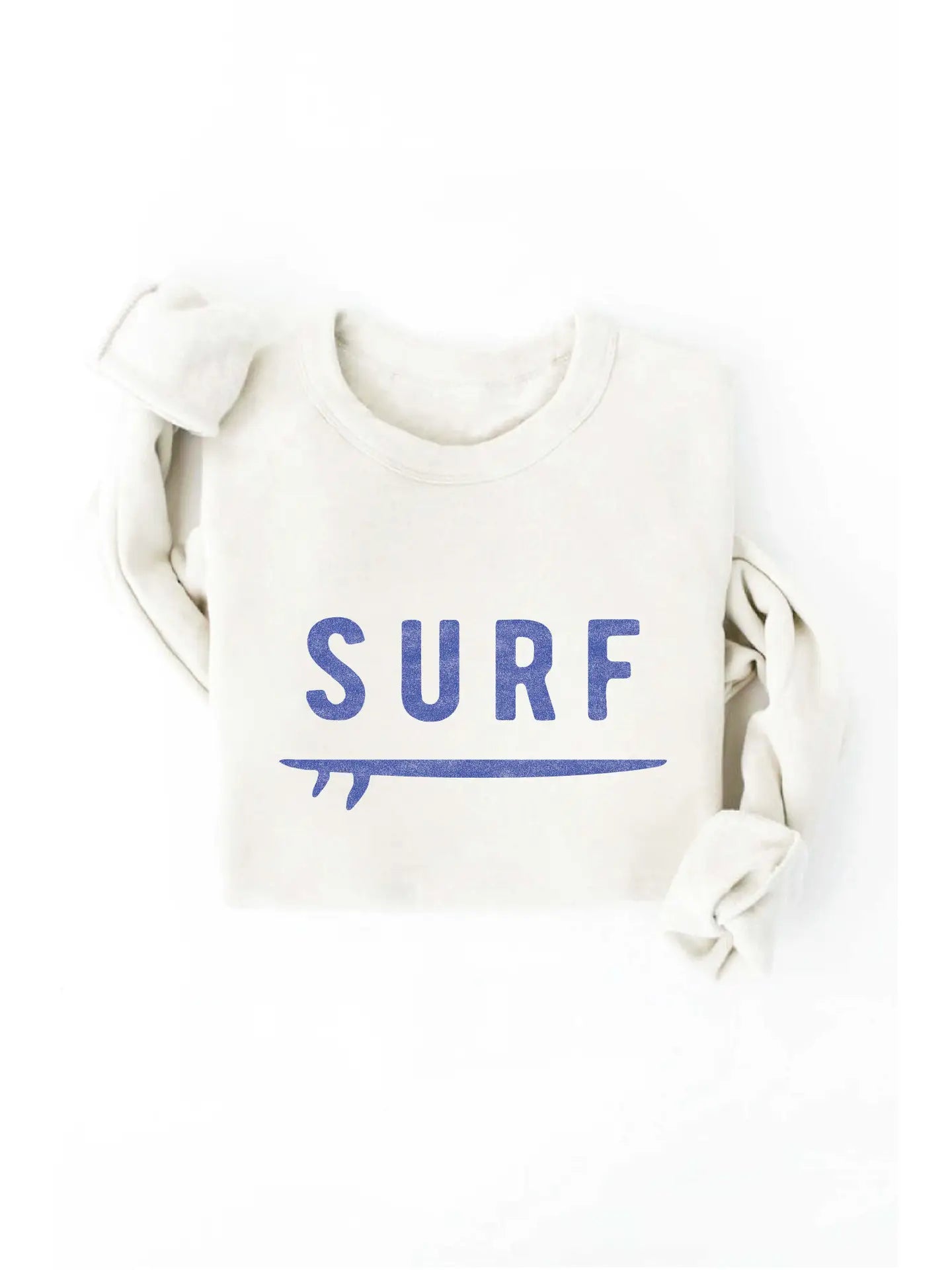 Graphic Sweatshirt ~ Surf Crewneck ~ Vintage White Long Sleeve