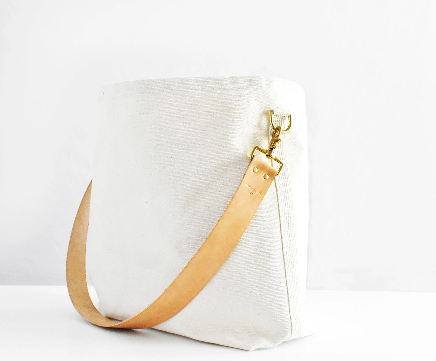 Tote Bag with Leather Strap-Tan